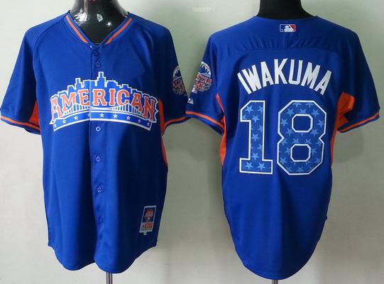 Cheap 2013 MLB ALL STAR American League Seattle Mariners 18 Hisashi Iwakuma Blue MLB Jerseys For Sale