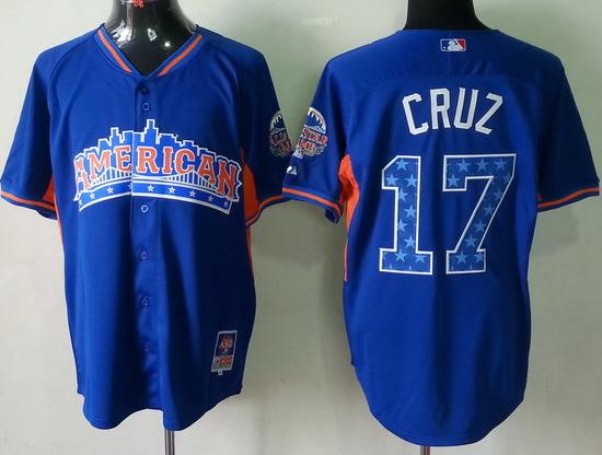 Cheap 2013 MLB ALL STAR American League Texas Rangers 17 Nelson Cruz Blue MLB Jerseys For Sale