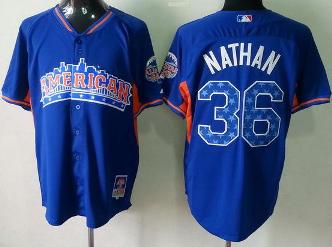 Cheap 2013 MLB ALL STAR American League Texas Rangers 36 Joe Nathan Blue MLB Jerseys For Sale