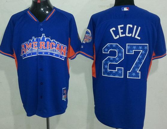 Cheap 2013 MLB ALL STAR American League Toronto Blue Jays 27 Brett Cecil Blue Jerseys For Sale