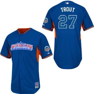 Cheap 2013 MLB ALL STAR American League Los Angeles Angels 27 Mike Trout Blue Jerseys For Sale