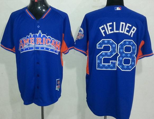 Cheap 2013 MLB ALL STAR American League Detroit Tigers 28 Prince Fielder Blue Jerseys For Sale