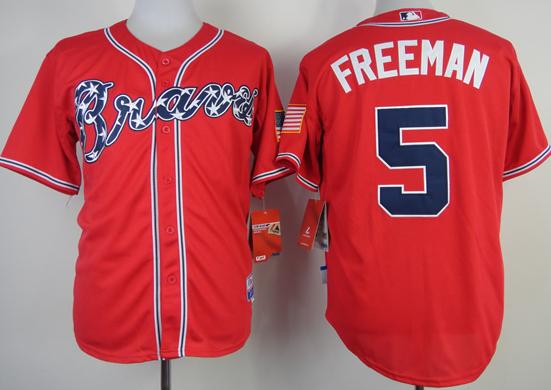 Cheap Atlanta Braves 5 Freddie Freeman Red Cool Base MLB Jersey 2014 New Style For Sale