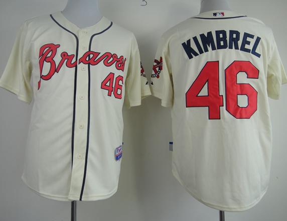 Cheap Atlanta Braves 46 Craig Kimbrel Cream Cool Base MLB Jerseys For Sale