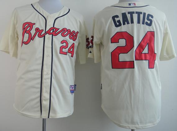 Cheap Atlanta Braves 24 Evan Gattis Cream Cool Base MLB Jerseys For Sale