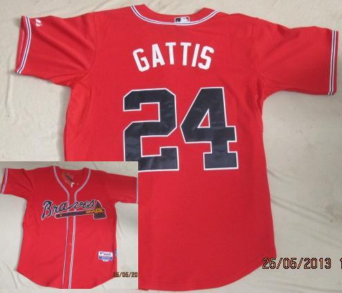 Cheap Atlanta Braves 24 Evan Gattis Red Cool Base MLB Jerseys For Sale