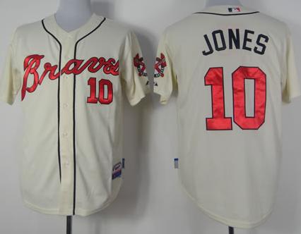 Cheap Atlanta Braves 10# Chipper Jones Cream 2012 Cool Base MLB Jerseys For Sale