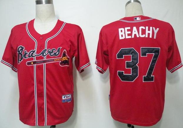 Cheap Atlanta Braves 37 Beachy Red Cool Base MLB Jersey For Sale