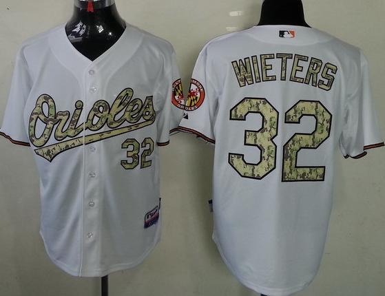 Cheap Baltimore Orioles 32 Matt Wieters White 2013 USMC Cool Base Camo Number MLB Jersey For Sale
