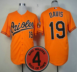 Cheap Baltimore Orioles 19 Chris Davis Orange Earl Weaver 4 Hall of Fame Patch Cool Base MLB Baseball Jersey For Sale