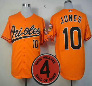 Cheap Baltimore Orioles 10 Jones Orange Earl Weaver 4 Hall of Fame Patch Cool Base MLB Baseball Jersey For Sale