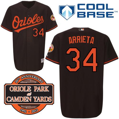Cheap Baltimore Orioles 34# Jake Arrieta Black Cool Base MLB Jersey W 20th Anniversary Patch For Sale