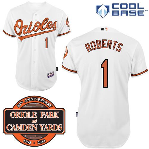 Cheap Baltimore Orioles 1# Brian Roberts White Cool Base MLB Jersey W 20th Anniversary Patch For Sale