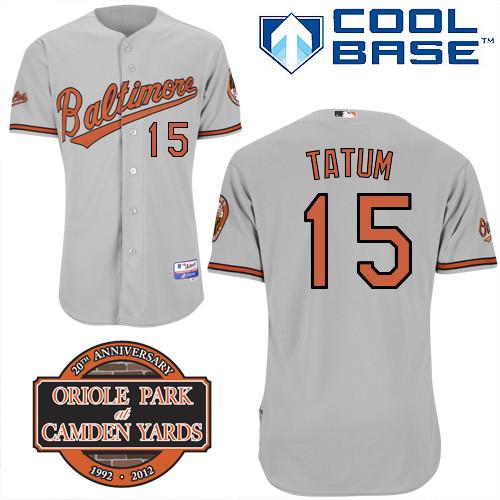 Cheap Baltimore Orioles 15# Craig Tatum Grey Cool Base MLB Jersey W 20th Anniversary Patch For Sale