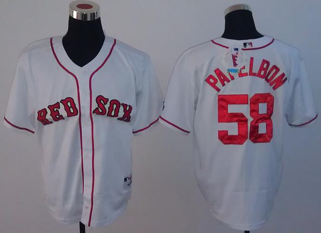 Boston Red Sox 58 Jonathan Papelbon White MLB Jerseys With Name