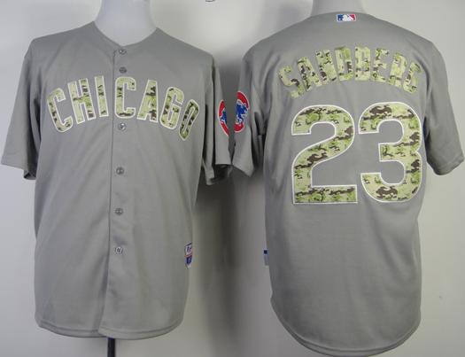 Cheap Chicago Cubs 23 Ryne Sandberg Grey 2013 USMC Cool Base Camo Number MLB Jersey For Sale