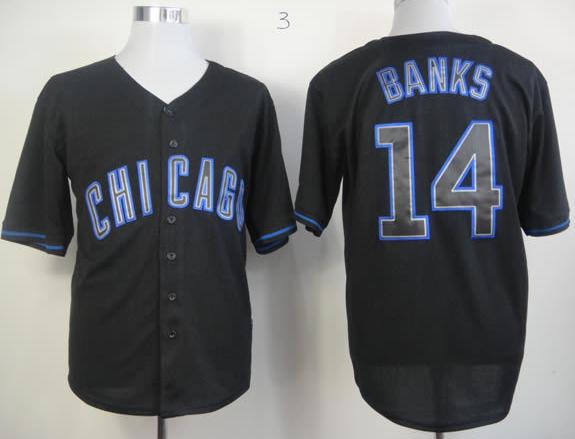Cheap Chicago Cubs 14 Ernie Banks Black Fashion MLB Jerseys For Sale