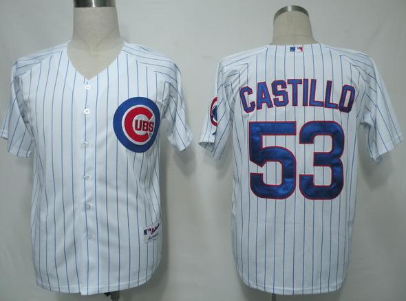 Cheap Chicago Cubs 53 Castillo White(Blue Strip) MLB Jersey For Sale
