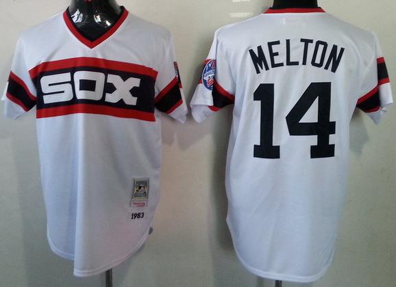 Cheap Chicago White Sox 14 Melton White Throwback M&N MLB Jerseys For Sale