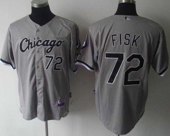 Chicago White Sox 72 Fisk Grey MLB Jersey