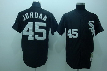 Cheap Chicago White Sox 45 Jordan black Jerseys Mitchell and ness For Sale