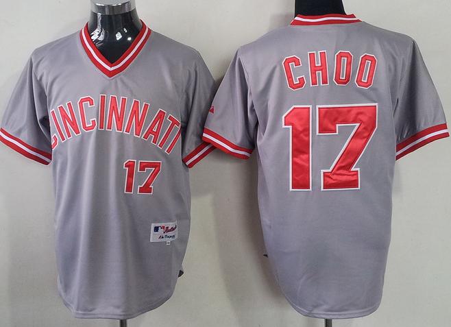 Cheap Cincinnati Reds 17 Shin-Soo Choo Grey Throwback M&N MLB Jersey For Sale