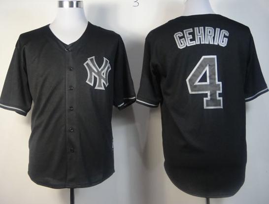 Cheap New York Yankees 4 Gehrig Black Fashion MLB Jerseys For Sale