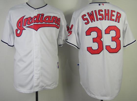 Cheap Cleveland Indians 33 Nick Swisher White Cool Base MLB Jerseys For Sale