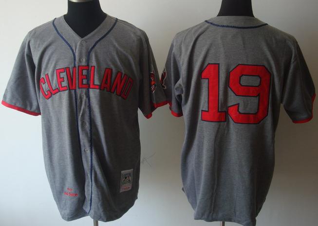 Cheap Cleveland Indians 19 Bob Feller Grey M&N MLB Jerseys For Sale