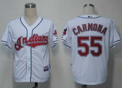 Cheap Cleveland Indians 55 Carmona White Cool Base MLB Jerseys For Sale