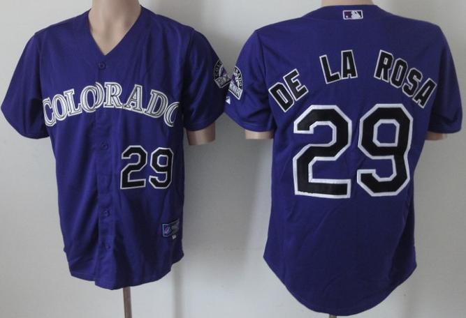 Cheap Colorado Rockies 29 De La Rosa Purple MLB Baseball Jerseys For Sale