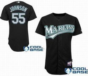Cheap Florida Marlins 55 Josh Johnson Cool Base black jerseys For Sale