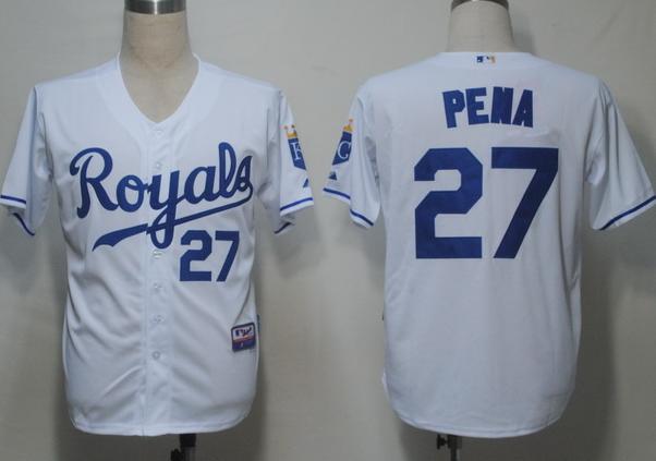 Cheap Kansas City Royals 27 Pena White Cool Base MLB Jerseys For Sale