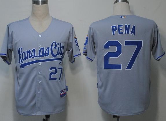 Cheap Kansas City Royals 27 Pena Grey Cool Base MLB Jerseys For Sale