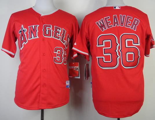 Cheap Los Angeles Angels 36 Jered Weaver Red Cool Base MLB Jerseys For Sale