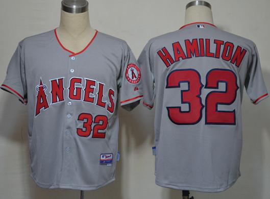 Cheap Los Angeles Angels 32 Josh Hamilton Grey Cool Base MLB Jerseys For Sale