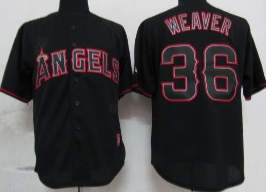 Cheap Los Angeles Angels 36 Weaver Black Fashion Jerseys For Sale