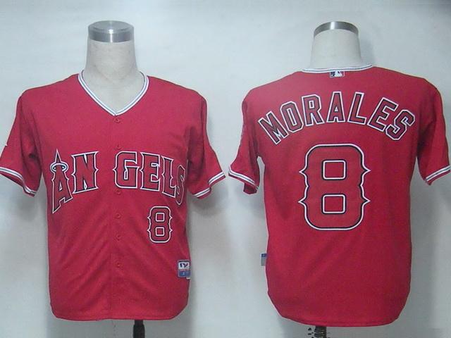 Cheap Los Angeles Angels 8 Morales Red Cool Base MLB Jersey For Sale