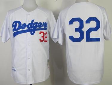 Cheap Los Angeles Dodgers 32 Sandy Koufax White Mitchell and Ness Throwback MLB Jerseys For Sale