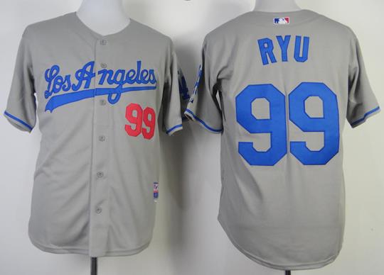 Cheap Los Angeles Dodgers 99 Hyun Jin Ryu Grey Cool Base MLB Jersey For Sale