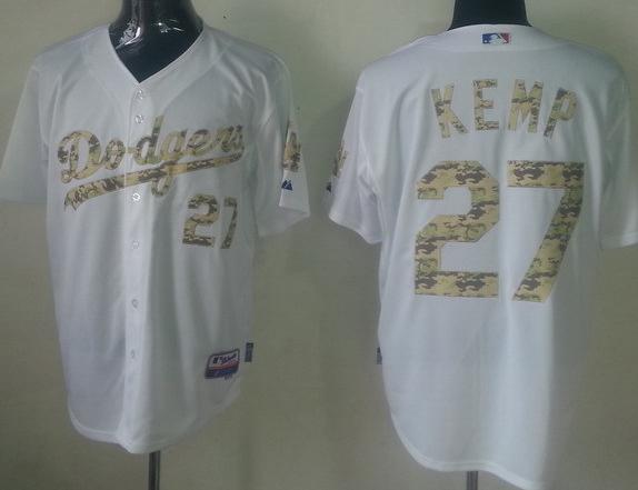 Cheap Los Angeles Dodgers 27 Matt Kemp White MLB Jerseys Camo Number For Sale