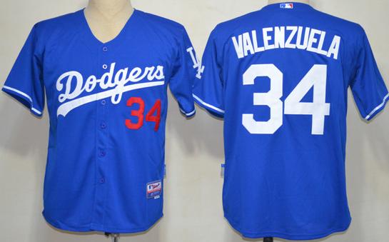 Cheap Los Angeles Dodgers 34 Fernando Valenzuela Blue Baseball MLB Jerseys For Sale