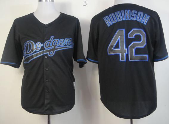 Cheap Los Angeles Dodgers 42 Jackie Robinson Black Fashion MLB Jersey For Sale
