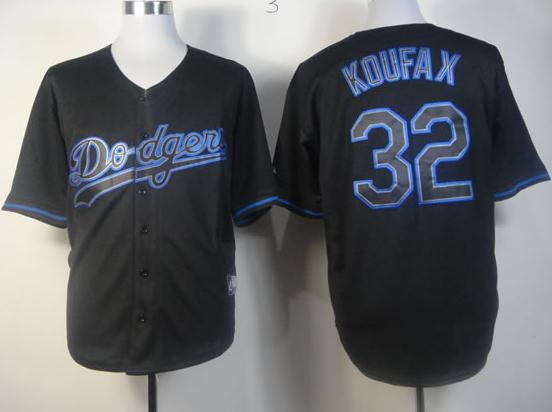 Cheap Los Angeles Dodgers 32 Sandy Koufax Black Fashion MLB Jersey For Sale