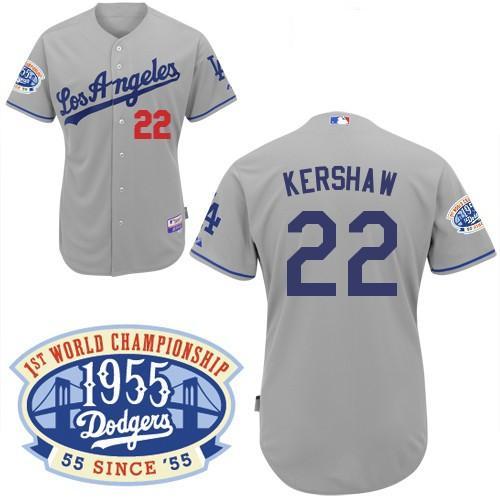 Cheap Los Angels Dodgers #22 Clayton Kershaw Grey Jersey 50th Patch For Sale