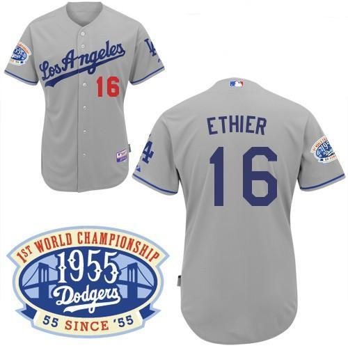 Cheap Los Angels Dodgers #16 Andre Ethier Grey Jersey 50th Patch For Sale