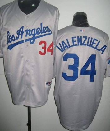 Cheap Los Angeles Dodgers 34 Valenzuela grey jersey For Sale