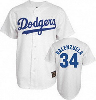 Cheap Los Angeles Dodgers 34 Valenzuela White Jerseys Coolbase For Sale