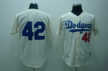 Los Angeles Dodgers 42 Jackie Robinson Cream Jerseys Mitchell and ness