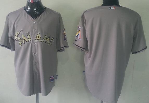 Cheap Miami Marlins Blank Grey Cool Base MLB Jersey Camo Number For Sale